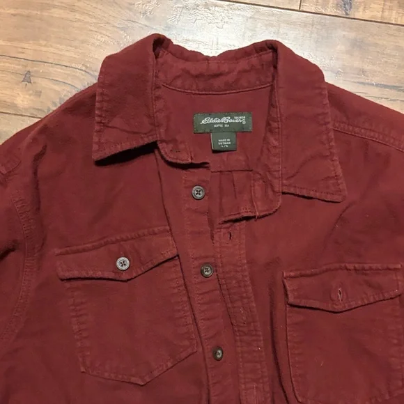 Eddie Bauer Burgundy Flannel Shirt - Picture 3 of 4
